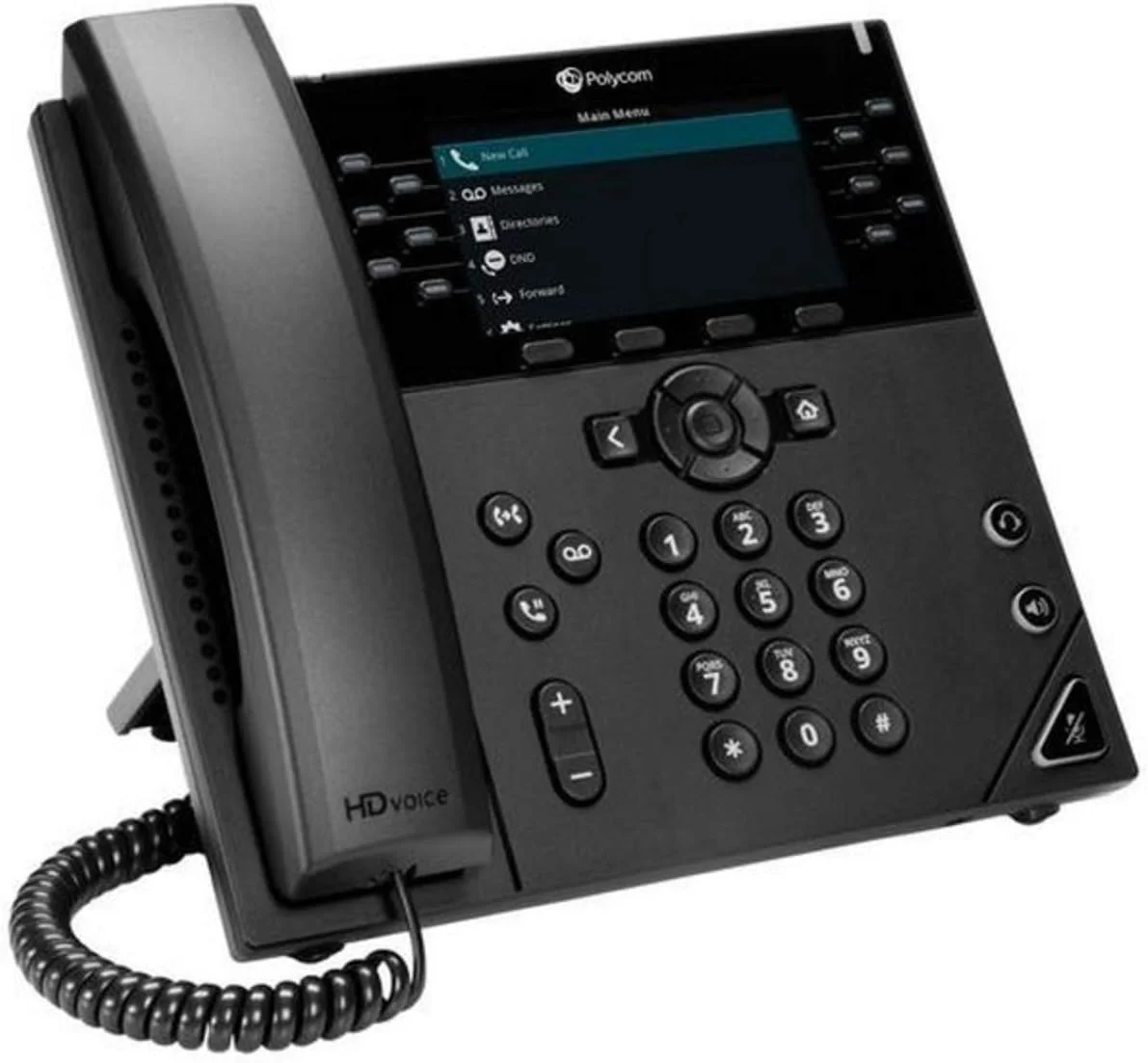 تلفن آی پی تجاری پلی (Plantronics + Polycom) Poly - VVX 450 (Polycom) - تلفن رومیزی آی پی رنگی 12 خطه با گوشی - POE - صفحه نمایش LCD رنگی 4.3 اینچی
