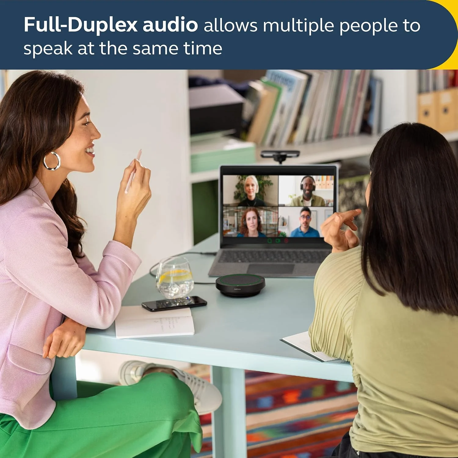 اسپیکرفون قابل حمل جبرا Speak2 40 - دارای 4 میکروفون حذف نویز، بلندگوهای 50 میلی‌متری با صدای باند پهن برای صدای واضح، اتصالات USB-A/USB-C - دارای گواهی Microsoft Teams - خاکستری تیره