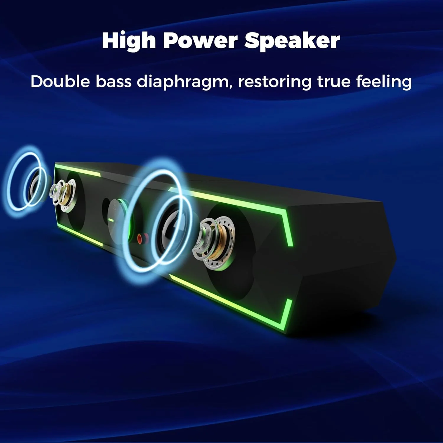 اسپیکر کامپیوتر بلوتوث NALACAL با نورپردازی RGB قابل تنظیم - تقویت بیس، صدای استریو و کنترل صدا، ساندبار با تغذیه USB برای کامپیوتر، لپ تاپ، دسکتاپ، بازی و دستگاه های چند رسانه ای