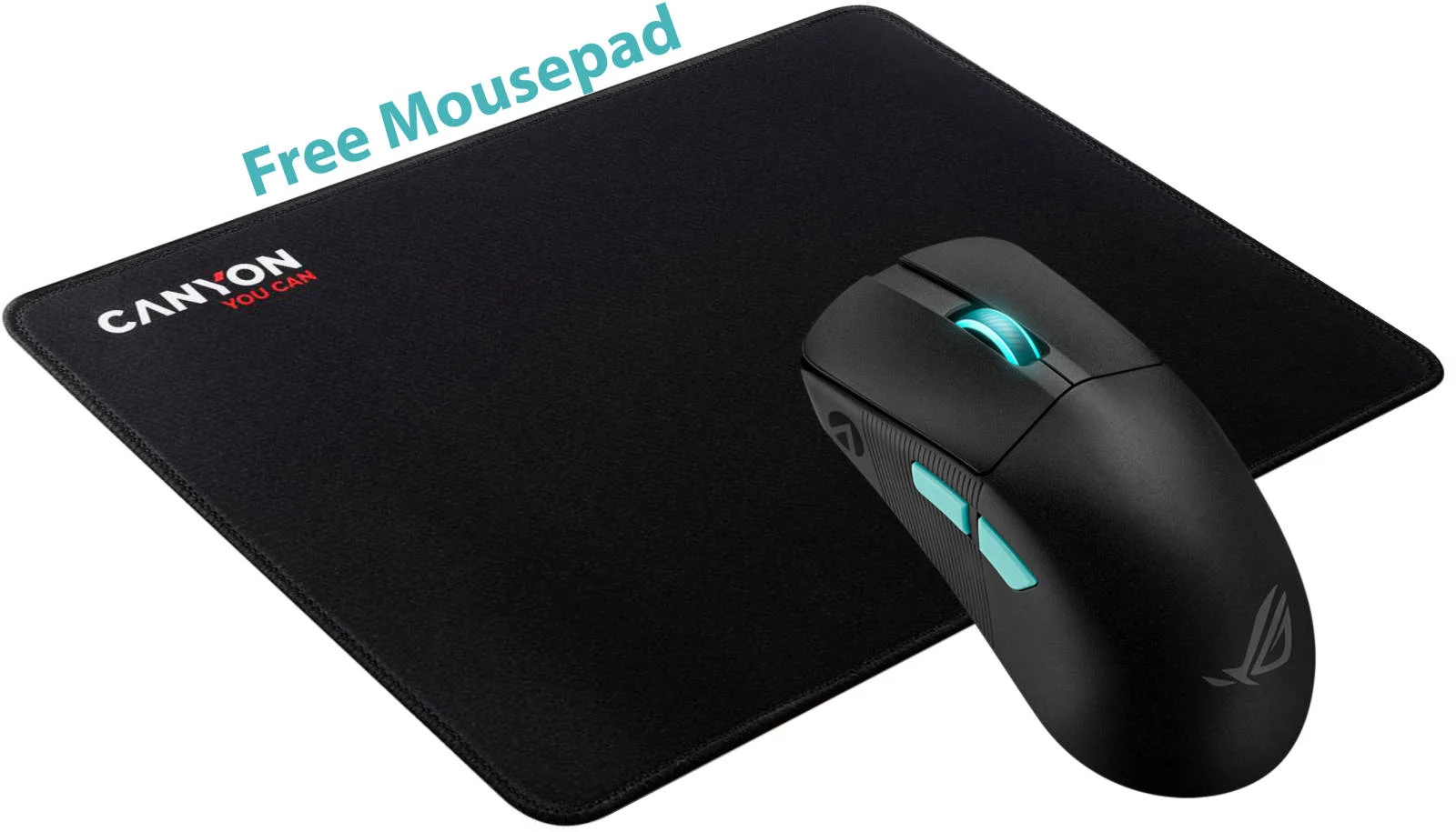 ماوس گیمینگ بی‌سیم ایسوس مدل P713 Rog Harpe Ace Aim Lab Edition، با 88 ساعت عمر باتری، فناوری Speednova، حسگر 36000 DPI، به همراه ماوس پد رایگان Canyon MP-4