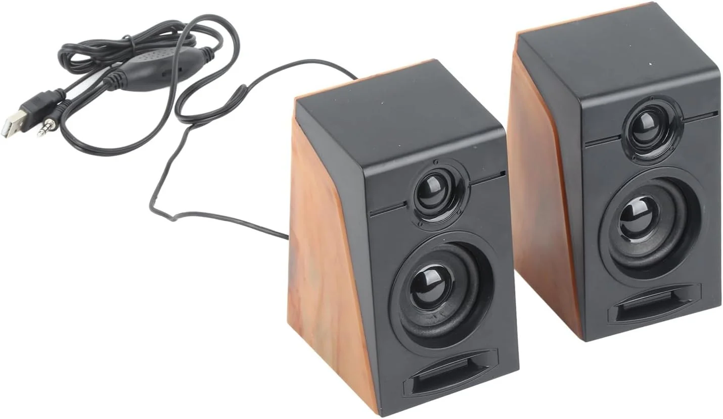 اسپیکرهای کامپیوتر HiFi با بیس عمیق و صدای قابل تنظیم برای کامپیوتر، لپ تاپ و تلفن، اتصال آسان، جنس ABS
