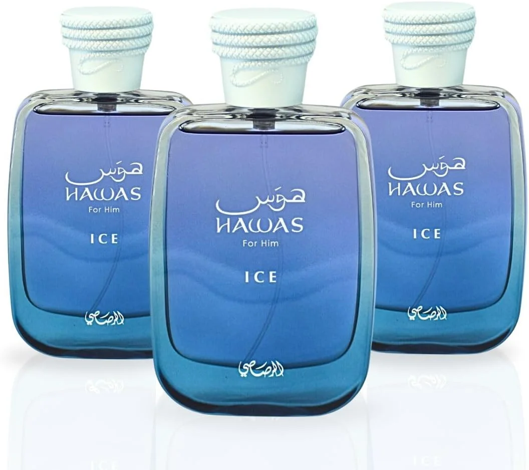 ادکلن مردانه رصاصی حواس آیس ادو پرفیوم 100 میلی لیتر (بسته 3 عددی) | ماندگاری بالا، نفیس، لوکس، رایحه های عربی