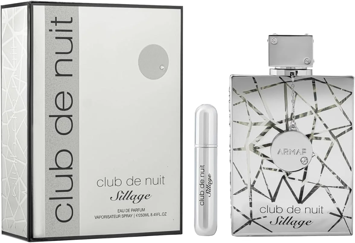 ادکلن مردانه آرماف کلاب دی نایت سیلاج نقره ای 250 میلی لیتر + مینی پر کننده مجدد، عطر مردانه، رایحه گلی تازه لوکس ماندگار، رایحه مشک چوبی با ترنج، رز، یاس