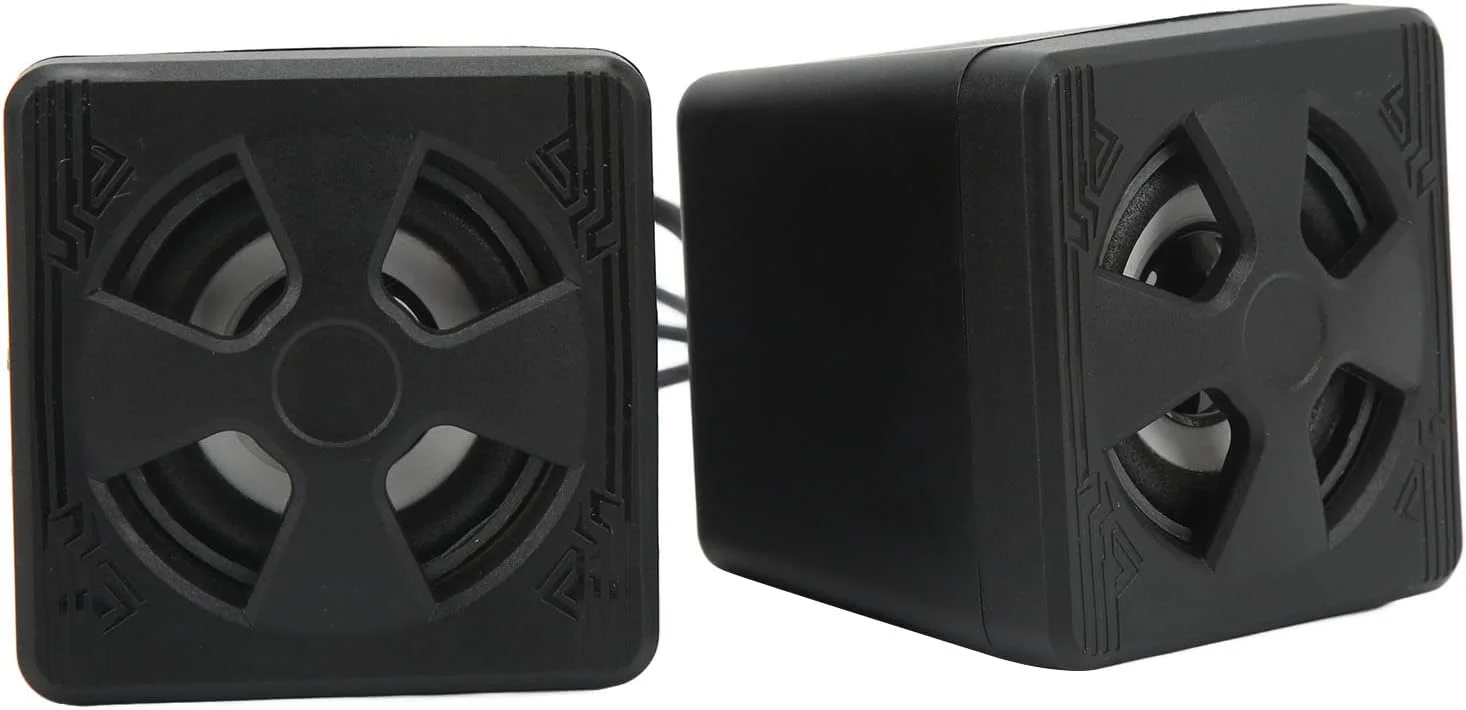 اسپیکرهای استریو سیم دار USB با کاربری آسان Cryfokt + نورهای RGB پویا برای کامپیوترهای لپ تاپ + آکوستیک عالی برای خانه/دفتر + توان 2Wx2