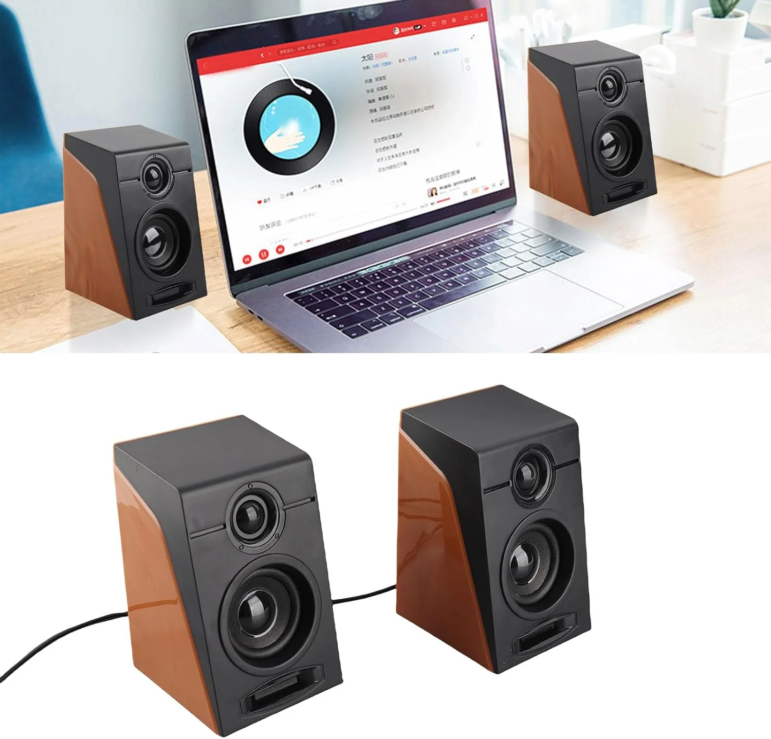 اسپیکرهای سیمی لپ تاپ Cryfokt، اسپیکرهای کامپیوتر صدای باس عمیق رنگ چوبی اعوجاج کم HiFi برای کامپیوترها و تلفن ها اسپیکرهای سیمی لپ تاپ Cryfokt، اسپیکرهای کامپیوتر صدای باس عمیق رنگ چوبی اعوجاج کم HiFi برای کامپیوترها و تلفن ها