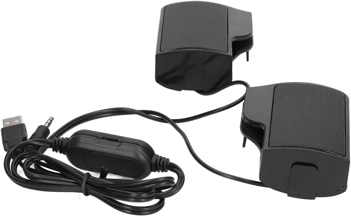 اسپیکرهای مانیتور با کیفیت صدای بالا Cryfokt برای لپ تاپ، تبلت، تلویزیون، استفاده آسان، اسپیکر سیمی، مناسب برای نوت بوک MP3 MP4، مشکی، 2 عدد