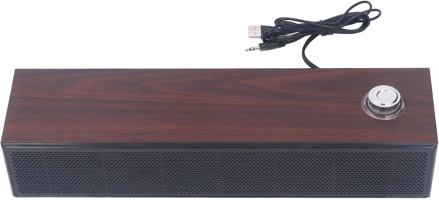 اسپیکر رومیزی Cryfokt، کنترل صدا چوبی AUX in سیمی USB با استریو HiFi برای لپ تاپ اسپیکر رومیزی Cryfokt، کنترل صدا چوبی AUX in سیمی USB با استریو HiFi برای لپ تاپ