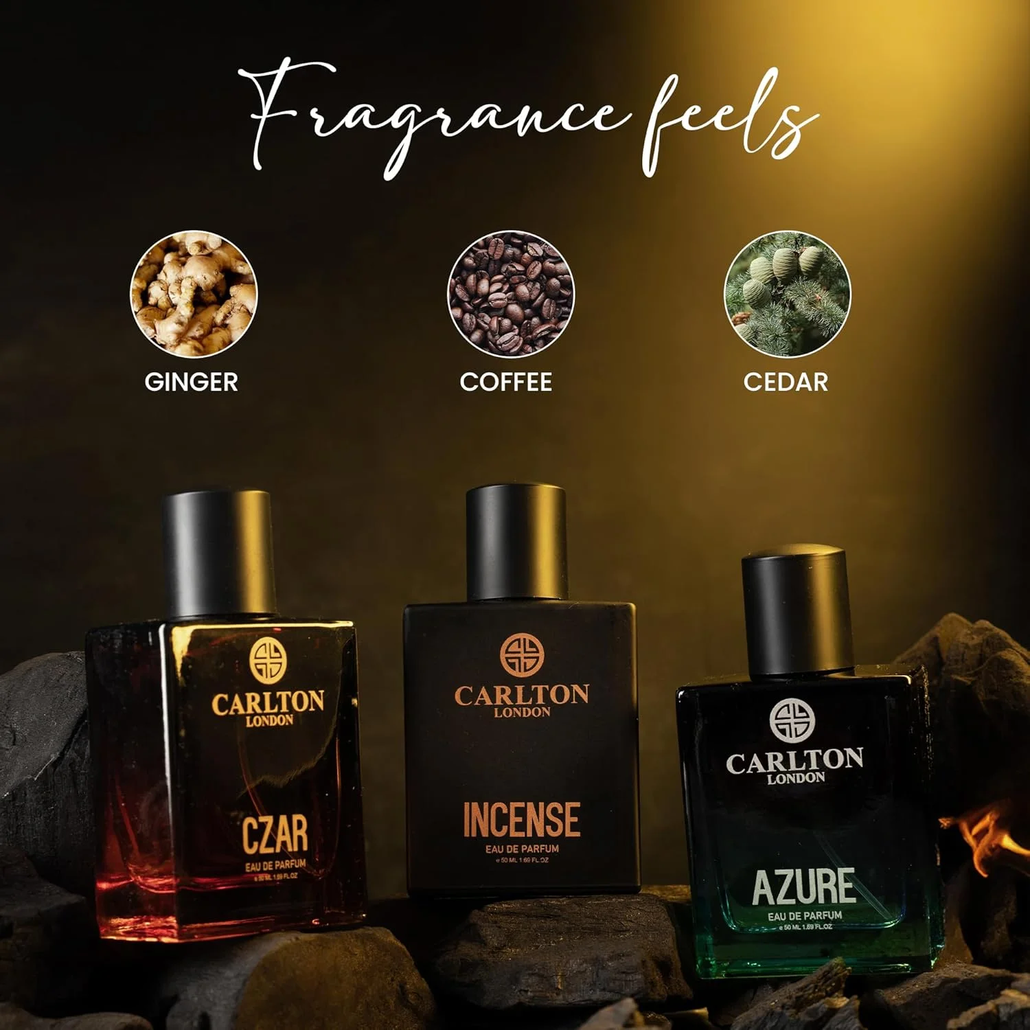 ست هدیه عطر مردانه Carlton London Premium Enigma | رایحه های تند، چوبی و مرکباتی ماندگار | ست 3 عددی - 50 میلی لیتر | Azure، Incense و Czar EDP