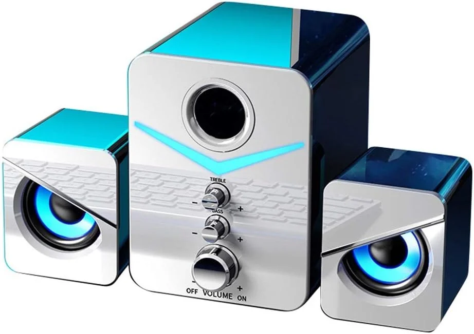 اسپیکر مینی کامپیوتر 2.1 کاناله USB با سیم صدای استریو سه بعدی بلندگو برای تلفن، کامپیوتر، لپ تاپ و نوت بوک Zeenyi (مشکی)