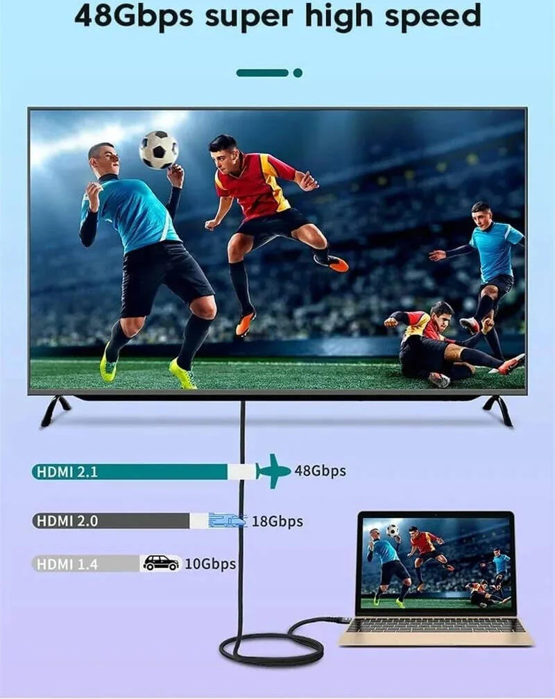 کابل HDMI 2.1 ABIN، سرعت فوق العاده بالا، 4K 120Hz 8K 60Hz، 48Gbps، HDR10+ Dolby Atmos، HDCP2.3، سازگار با Mac RTX4090، PC، HDTV، PS5، Xbox، 1 متر (3.3 فوت) | QXK3C086 کابل HDMI 2.1 ABIN، سرعت فوق العاده بالا، 4K 120Hz 8K 60Hz، 48Gbps، HDR10+ Dolby Atmos، HDCP2.3، سازگار با Mac RTX4090، PC، HDTV، PS5، Xbox، 1 متر (3.3 فوت) | QXK3C086