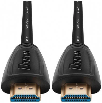 کابل HDMI نر به نر DTECH DT-H002، نوع A، تا کیفیت 4K (3840x2160) با نرخ 60 هرتز، سرعت انتقال داده بالا 18 گیگابیت بر ثانیه، کانکتور با روکش طلا، رسانای مسی، 1 متر، مشکی | DT-H002