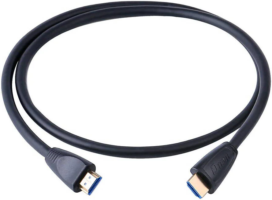 کابل HDMI نر به نر DTECH DT-H002، نوع A، تا کیفیت 4K (3840x2160) با نرخ 60 هرتز، سرعت انتقال داده بالا 18 گیگابیت بر ثانیه، کانکتور با روکش طلا، رسانای مسی، 1 متر، مشکی | DT-H002