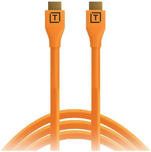کابل HDMI با اترنت Tether Tools TetherPro، تا رزولوشن 4K/60، پهنای باند 18 گیگابیت بر ثانیه، پشتیبانی از eARC، قابلیت سه بعدی، روکش و پین با روکش طلا، جنس PVC، طول کابل 4.6 متر، نارنجی | H2A15-ORG