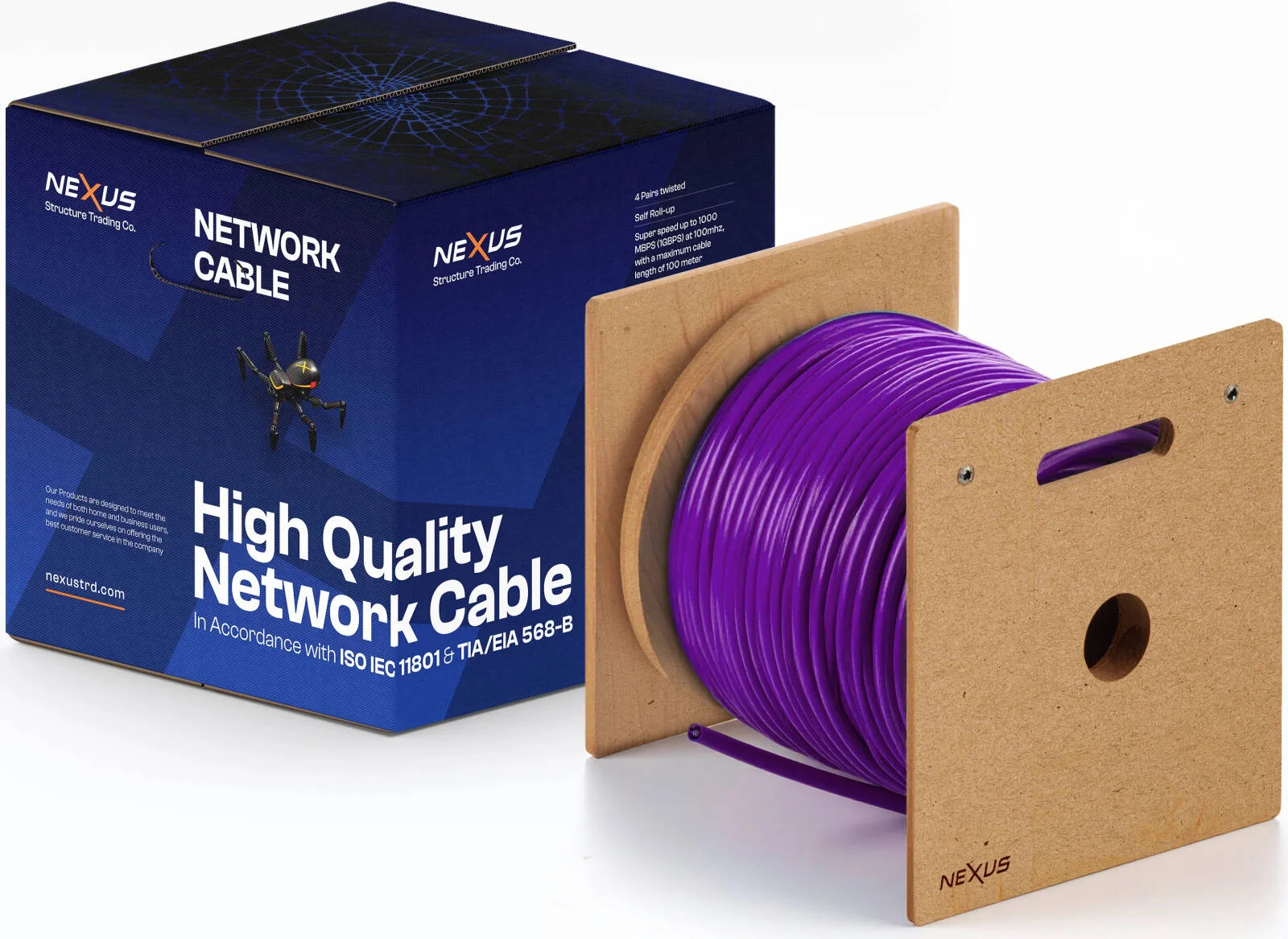 کابل اترنت CAT6A SFTP نکسوس، 305 متری تمام مس، روکش LSZH با سیم گیج 23AWG، سرعت 10 گیگابیت بر ثانیه، 500 مگاهرتز، کابل LAN پرسرعت برای شبکه مراکز داده، بنفش | B0FLYRGLKC