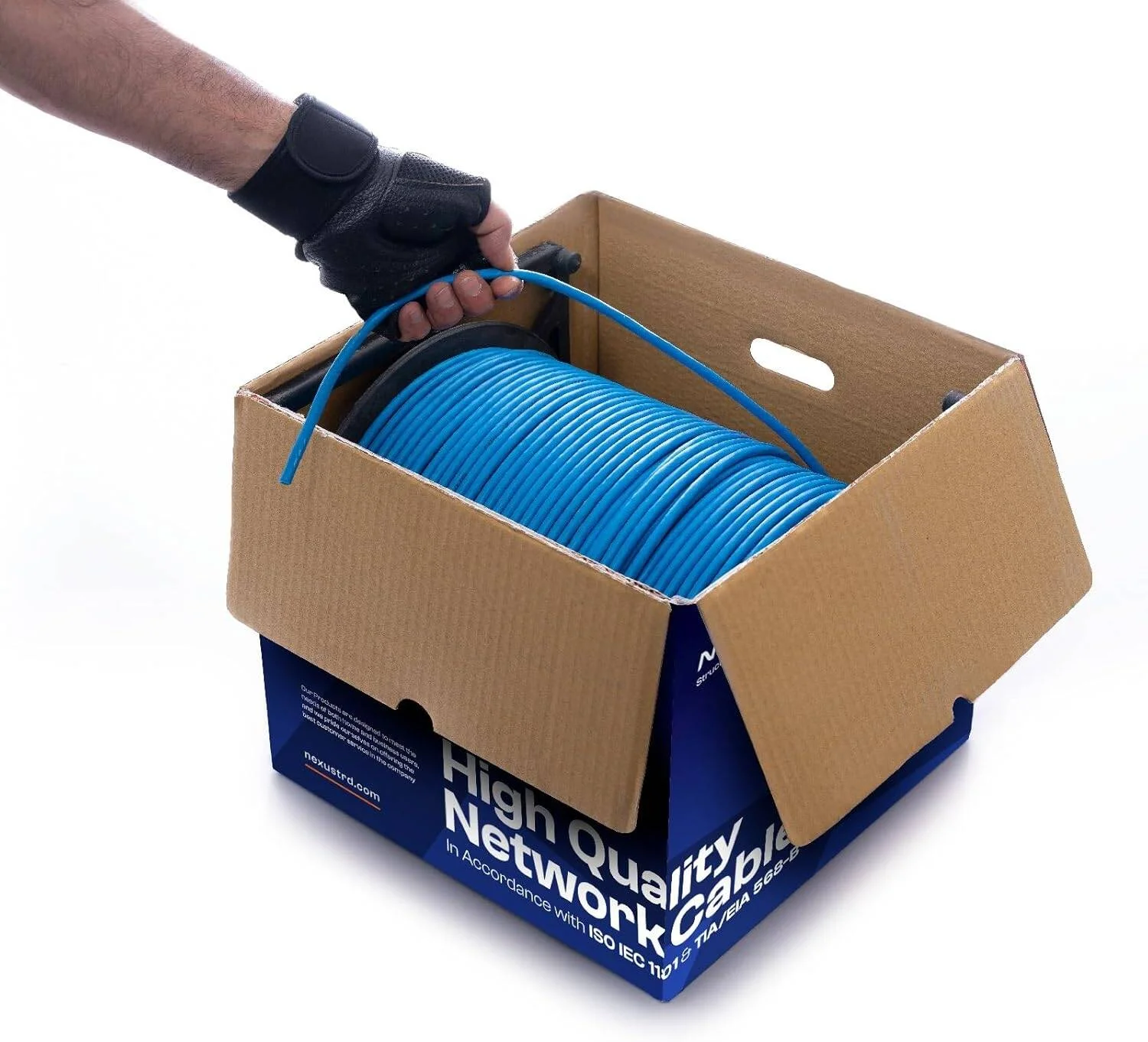 کابل شبکه نکسوس CAT6, SFTP 305 متری تماما مس خالص، کابل عمده بدون روکش CCA، شبکه ارتباطی 23 AWG، حلقه جمع شونده SFTP-305 متری سرعت بالا به همراه 6 عدد سوکت RJ45، شیلد دار CAT6 SFTP، 305 متر