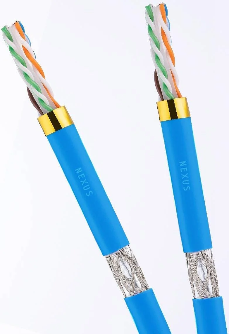 کابل شبکه نکسوس CAT6, SFTP 305 متری تماما مس خالص، کابل عمده بدون روکش CCA، شبکه ارتباطی 23 AWG، حلقه جمع شونده SFTP-305 متری سرعت بالا به همراه 6 عدد سوکت RJ45، شیلد دار CAT6 SFTP، 305 متر