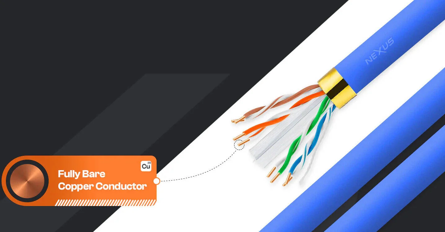 کابل اترنت CAT6 UTP نکسوس، 150 متر، تماماً مس خالص، کابل CAT6 عمده، 23AWG، شبکه ارتباطی (UTP)، شبکه Cat 6 بدون شیلد، آبی | B0FCS99K72