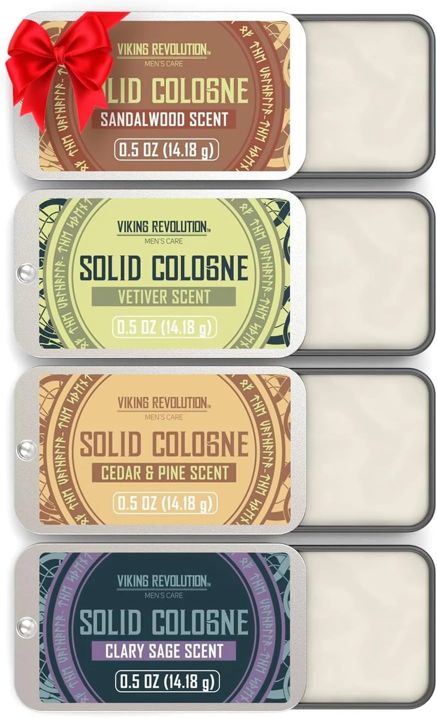 مجموعه ادکلن جامد مردانه وایکینگ رولوشن - عطرهای مردانه - عطر جامد مردانه با رایحه چوب سدر، مریم گلی، وتیور، چوب صندل - بسته 4 عددی - 14 گرم