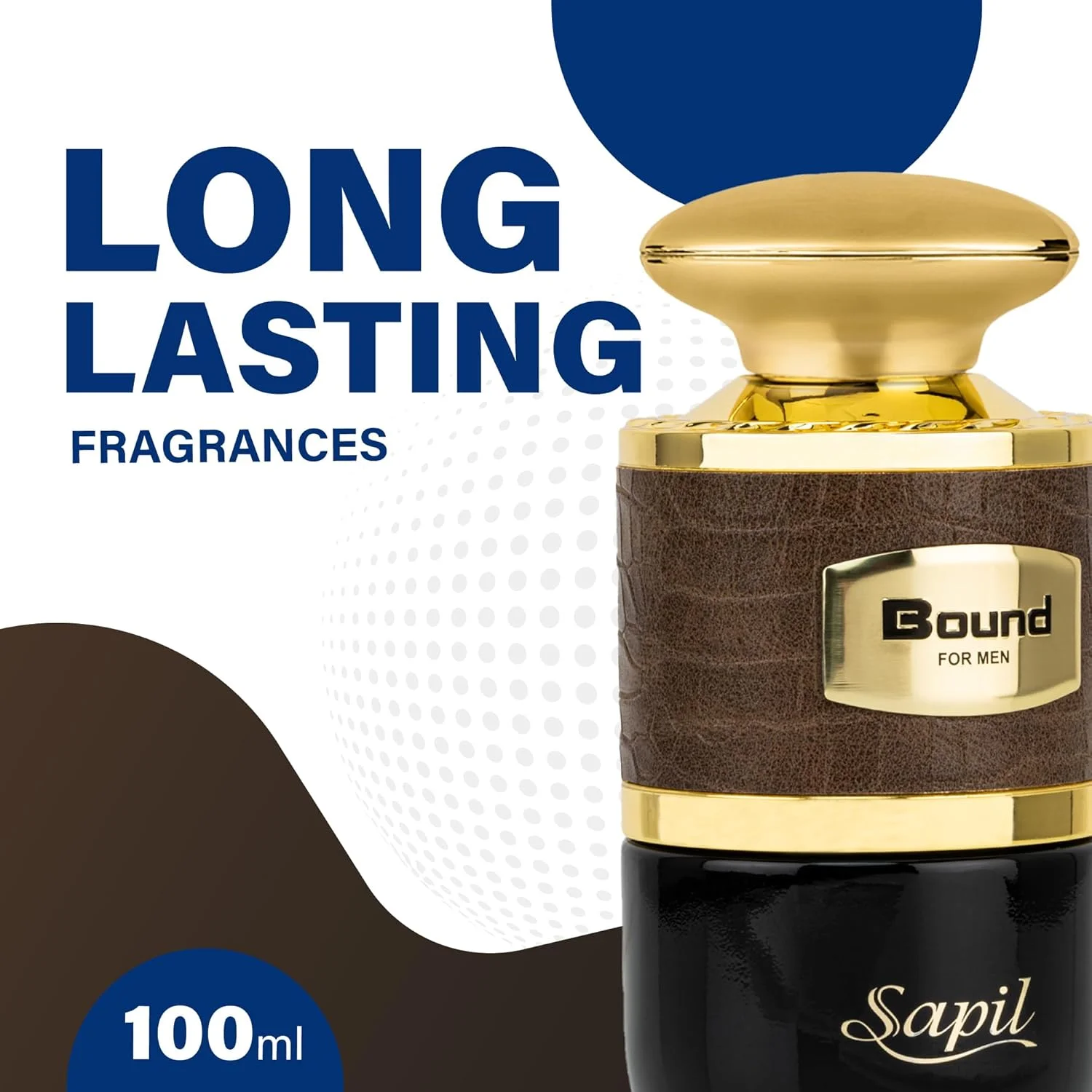 ادکلن مردانه ساپیل Bound حجم 100 میل، عطر لوکس مقرون به صرفه، رایحه شرقی ادویه ای با نت های اولیه نارنگی سبز، سیب سبز و هل، عطرهای ترکیبی جسورانه برای مردان