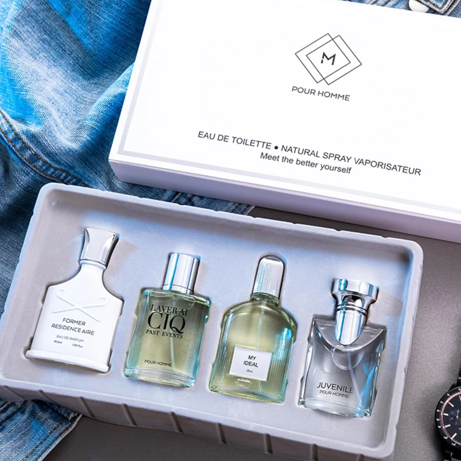 ست هدیه عطر مردانه 4 عددی ادو پرفیوم، رایحه های تازه و ماندگار مردانه، بهترین هدیه برای همسر، دوست پسر، پدر، ست عطر برای او، جعبه هدیه عطر مردانه 4x25ml (100ml)