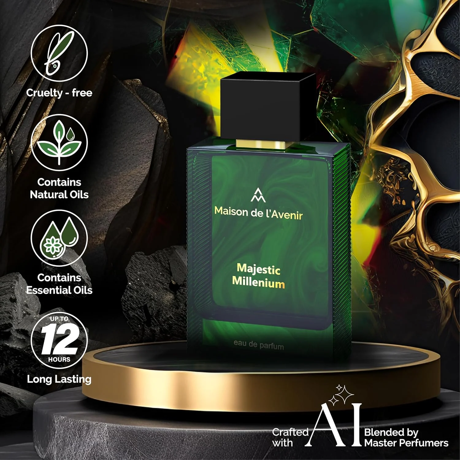 Maison de l'Avenir Majestic Millenium - عطر مردانه و زنانه - ادکلن با رایحه تند و معطر - با رایحه بادام تلخ، یاس و اسطوخودوس - ماندگاری طولانی - عطر نیش ممتاز