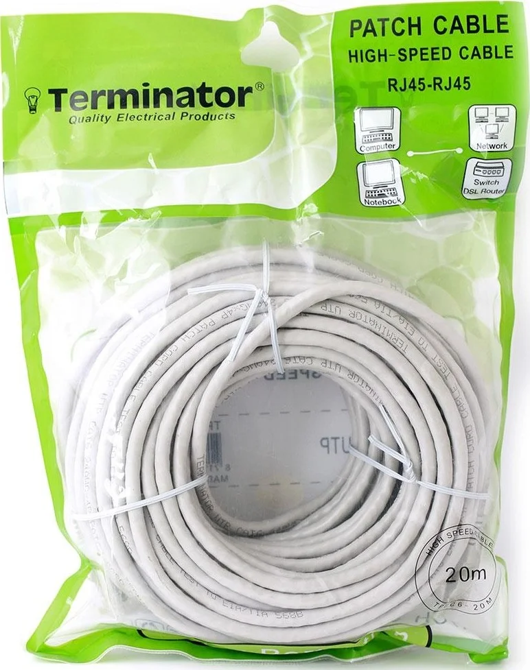 کابل شبکه ترمیناتور 20 متری - سفید | TRZ-TPCC6-20M