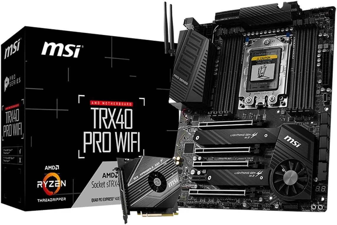 مادربرد MSI TRX40 PRO WiFi (AMD sTRX4, PCIe Gen4, M.2, USB3.2 Gen2x2, DDR4, Dual 10G LAN, Wi-Fi 6, ATX) مادربرد MSI TRX40 PRO WiFi (AMD sTRX4, PCIe Gen4, M.2, USB3.2 Gen2x2, DDR4, Dual 10G LAN, Wi-Fi 6, ATX)