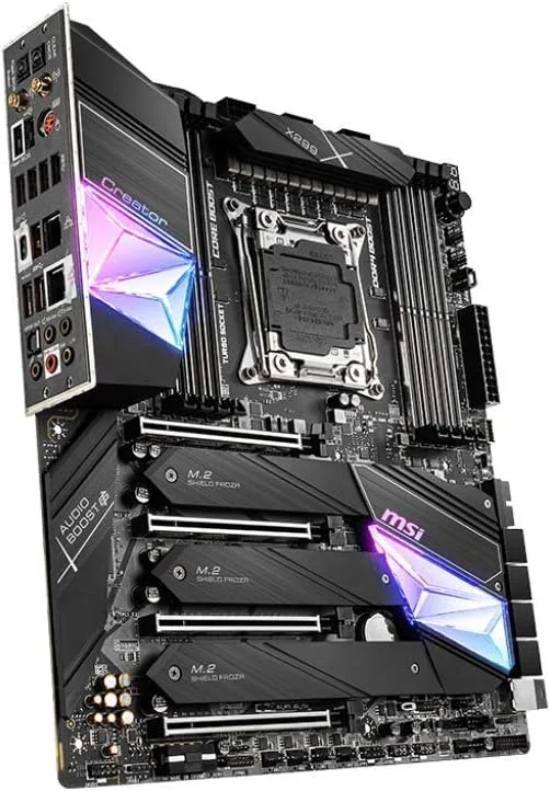 مادربرد MSI Gaming Intel X299 LGA 2066 Thunderbolt M3 Wi-Fi 6 10G LAN DDR4 USB3.2 Gen 2 SLI CFX Extended ATX (Creator X299)، مدل: CREATORX299 مادربرد MSI Gaming Intel X299 LGA 2066 Thunderbolt M3 Wi-Fi 6 10G LAN DDR4 USB3.2 Gen 2 SLI CFX Extended ATX (Creator X299)، مدل: CREATORX299