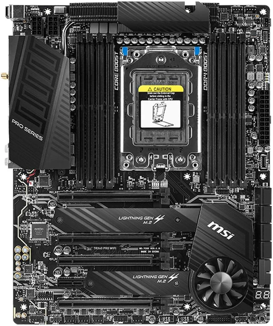 مادربرد MSI TRX40 PRO WiFi (AMD sTRX4, PCIe Gen4, M.2, USB3.2 Gen2x2, DDR4, Dual 10G LAN, Wi-Fi 6, ATX) مادربرد MSI TRX40 PRO WiFi (AMD sTRX4, PCIe Gen4, M.2, USB3.2 Gen2x2, DDR4, Dual 10G LAN, Wi-Fi 6, ATX)