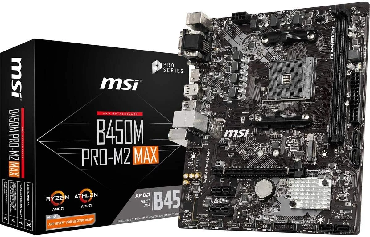 مادربرد MSI ProSeries AMD Ryzen نسل 1 و 2 AM4 M.2 USB 3 DDR4 D-Sub DVI HDMI micro-ATX (B450M PRO-M2 Max) (B450MPM2MAX)