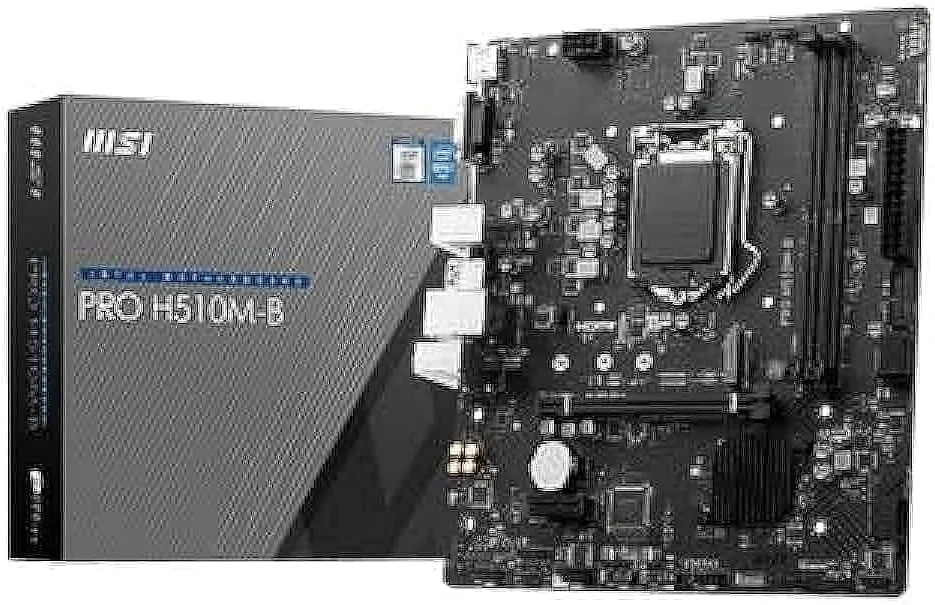مادربرد رومیزی ام اس آی PRO H510M-B - چیپست اینتل H470 - سوکت LGA-1200 - Micro ATX - پشتیبانی از پردازنده های Core i3, Core i5, Core i7, Core i9, Pentium Gold, Celeron - حداکثر رم 64 گیگابایت DDR4 SDRAM -