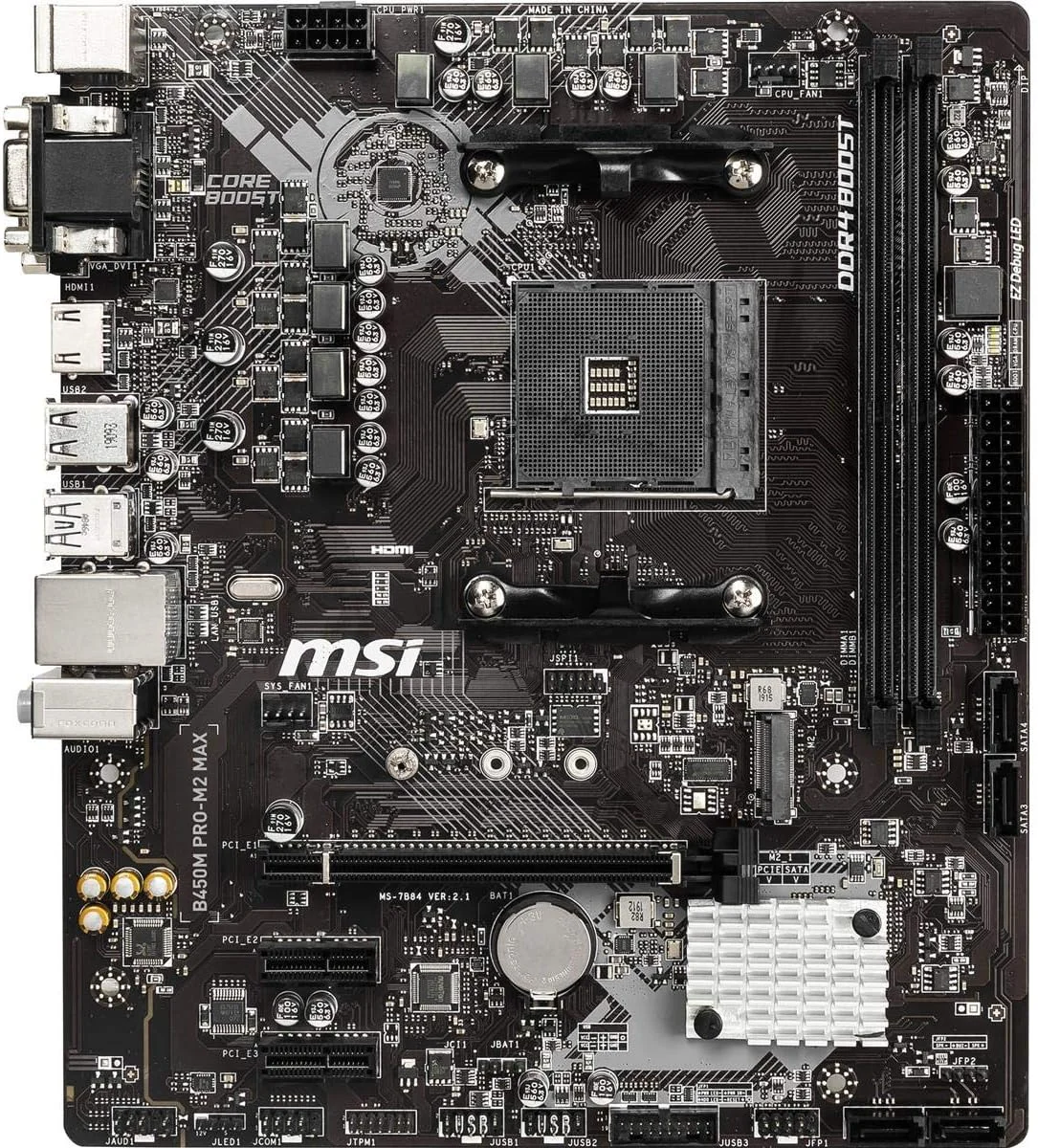 مادربرد MSI ProSeries AMD Ryzen نسل 1 و 2 AM4 M.2 USB 3 DDR4 D-Sub DVI HDMI micro-ATX (B450M PRO-M2 Max) (B450MPM2MAX) مادربرد MSI ProSeries AMD Ryzen نسل 1 و 2 AM4 M.2 USB 3 DDR4 D-Sub DVI HDMI micro-ATX (B450M PRO-M2 Max) (B450MPM2MAX)
