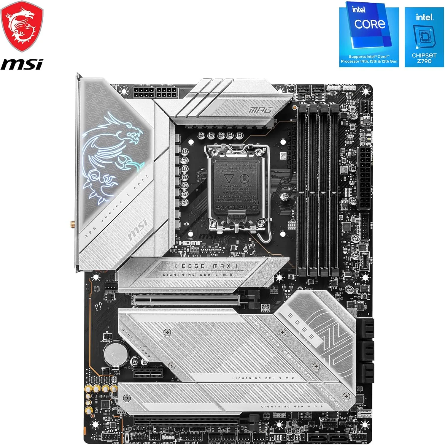 مادربرد گیمینگ MSI MPG Z790 Edge TI MAX WiFi (پشتیبانی از پردازنده های نسل 12 و 13 اینتل، LGA 1700، DDR5، PCIe 5.0، M.2، LAN 2.5Gbps، USB 3.2 Gen2، Wi-Fi 7، ATX) مادربرد گیمینگ MSI MPG Z790 Edge TI MAX WiFi (پشتیبانی از پردازنده های نسل 12 و 13 اینتل، LGA 1700، DDR5، PCIe 5.0، M.2، LAN 2.5Gbps، USB 3.2 Gen2، Wi-Fi 7، ATX)