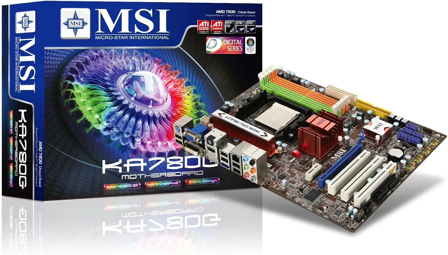 مادربرد MSI KA780G-F AM2+/AM2 AMD 780G HDMI 140 وات Phenom پشتیبانی شده، EZ OC Switch، ATI Hybrid Crossfire