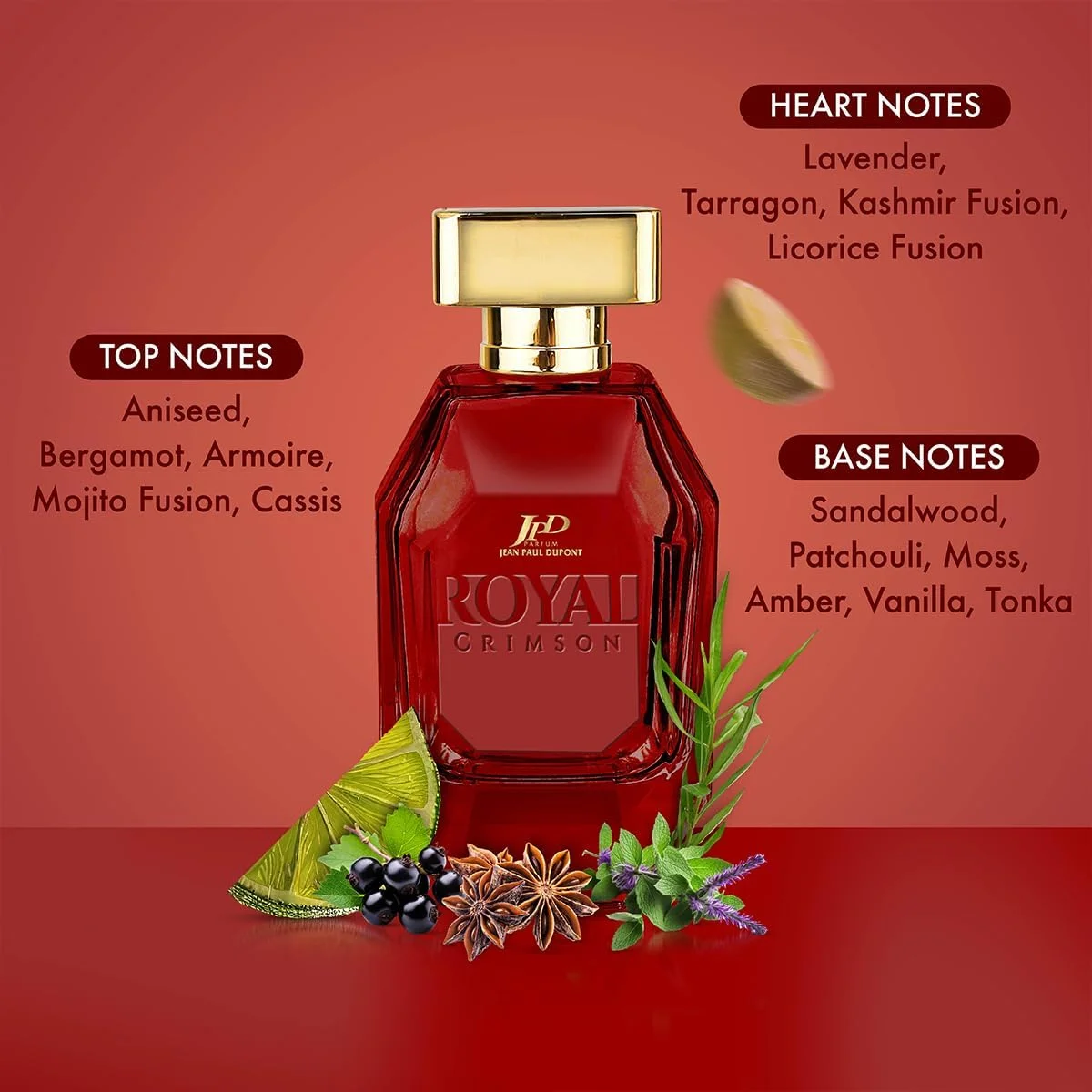 ادکلن مردانه رویال کریمسون ژان پل دوپونت (JPD) - با رایحه های تند، گلی و چوبی - ادو تویلت 100 میلی لیتر
