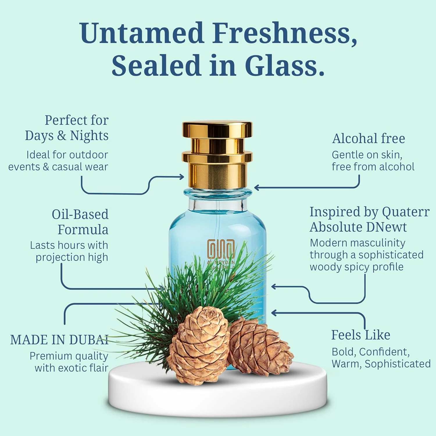 عطر روغنی مردانه - رایحه ای از کواتر ابسولوت دی نیوت - روغن عطر چوبی و تند بدون الکل با رایحه اسطوخودوس، نعناع هندی و وانیل - ماندگاری طولانی (30 میلی لیتر)