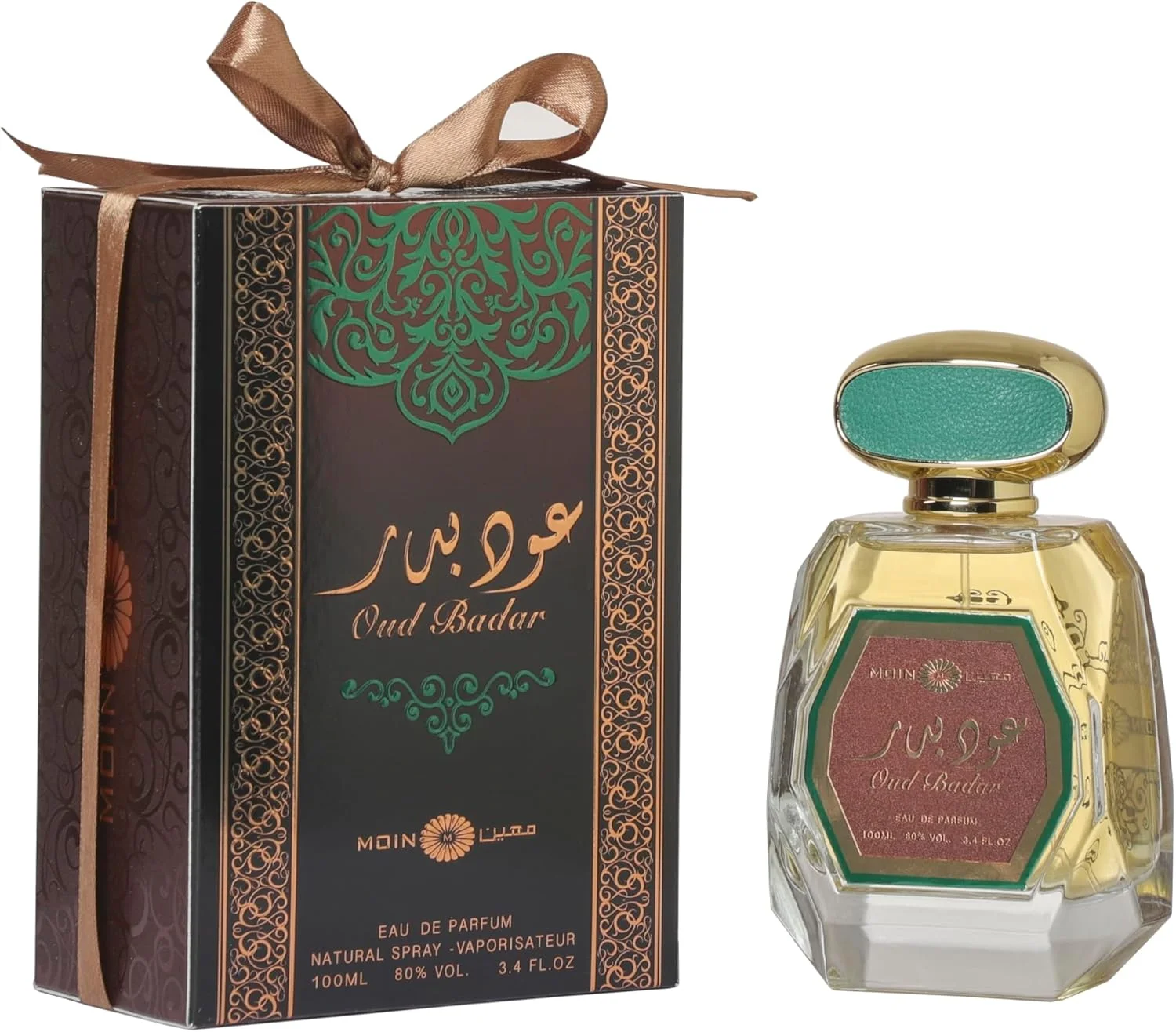 عطر معین عود بدر مردانه و زنانه ۱۰۰ میلی لیتر - رایحه بخور، مشک، روغن گل رز، چوب صندل، عنبر، ادویه ای و نعناع هندی - ماندگاری طولانی برای مناسبت های خاص و استفاده روزانه