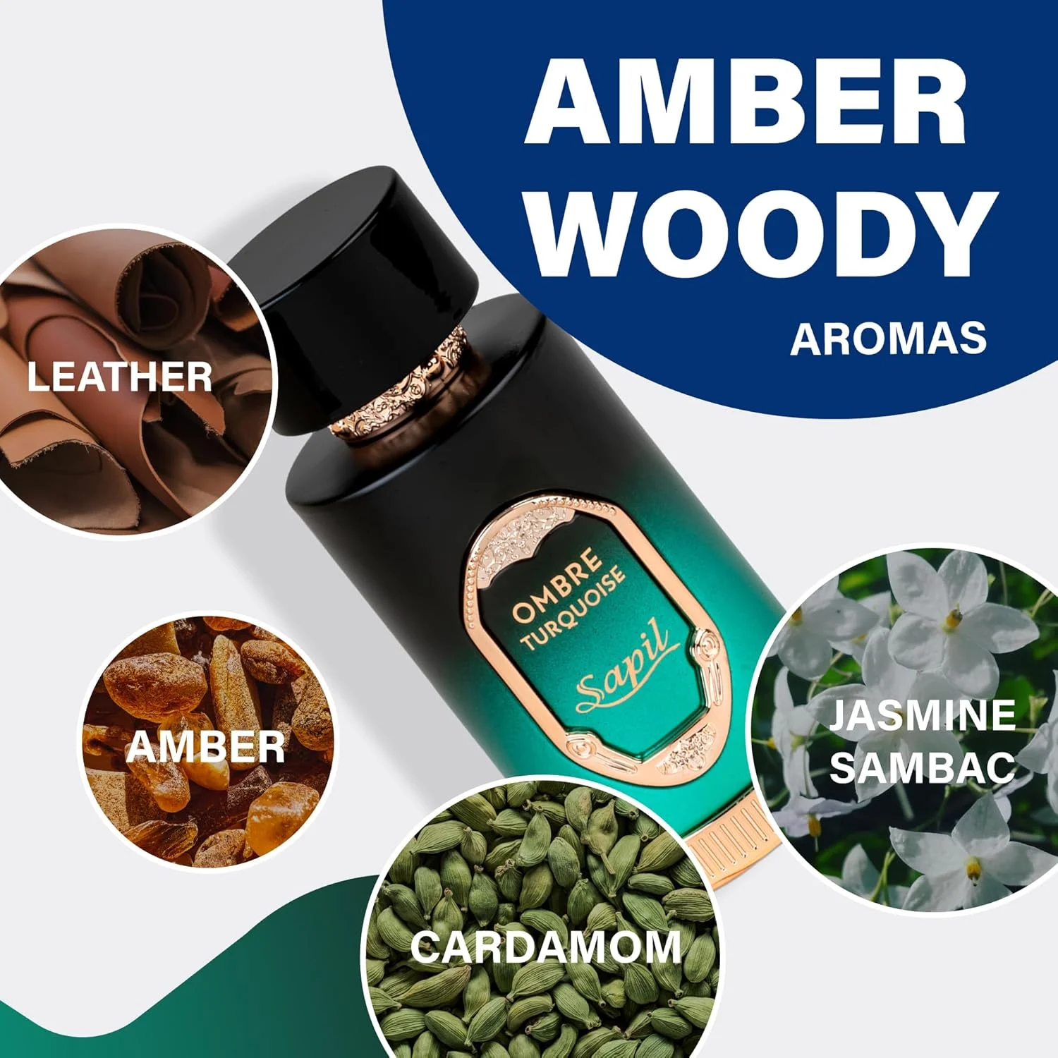 ادو پرفیوم ساپیل آمبر فیروزه ای ۱۰۰ میلی لیتر، عطر لوکس مقرون به صرفه، رایحه مجلل با نت های اولیه هل تند، عطرهای ترکیبی جسورانه برای مردان و زنان ادو پرفیوم ساپیل آمبر فیروزه ای ۱۰۰ میلی لیتر، عطر لوکس مقرون به صرفه، رایحه مجلل با نت های اولیه هل تند، عطرهای ترکیبی جسورانه برای مردان و زنان