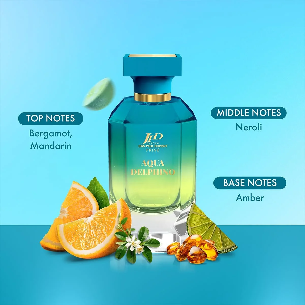 ادکلن لوکس مردانه و زنانه ژان پل دوپونت (JPD) مدل Privé Aqua Delphino - با رایحه مرکبات، ادویه ای و چوبی - ادو پرفیوم унисекс 100 میلی لیتر