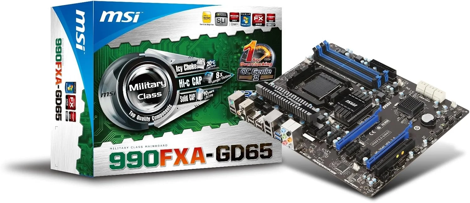 مادربرد ام اس آی مدل 990FXA-GD65 با چیپست AMD 990FX و فرم فاکتور ATX و پشتیبانی از DDR3 2133 و سوکت AM3+