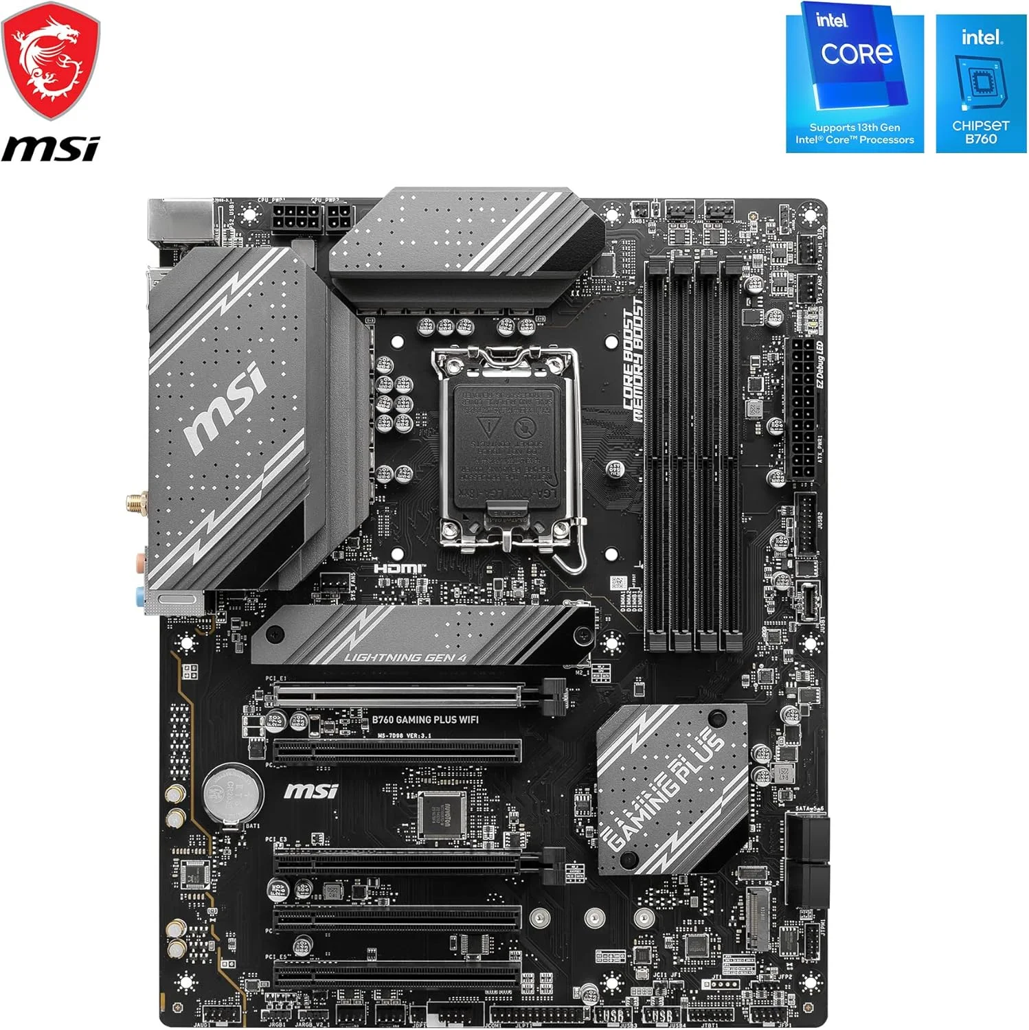 مادربرد MSI B760 GAMING PLUS WIFI اینتل B760 LGA 1700 ATX (بازسازی شده) مادربرد MSI B760 GAMING PLUS WIFI اینتل B760 LGA 1700 ATX (بازسازی شده)