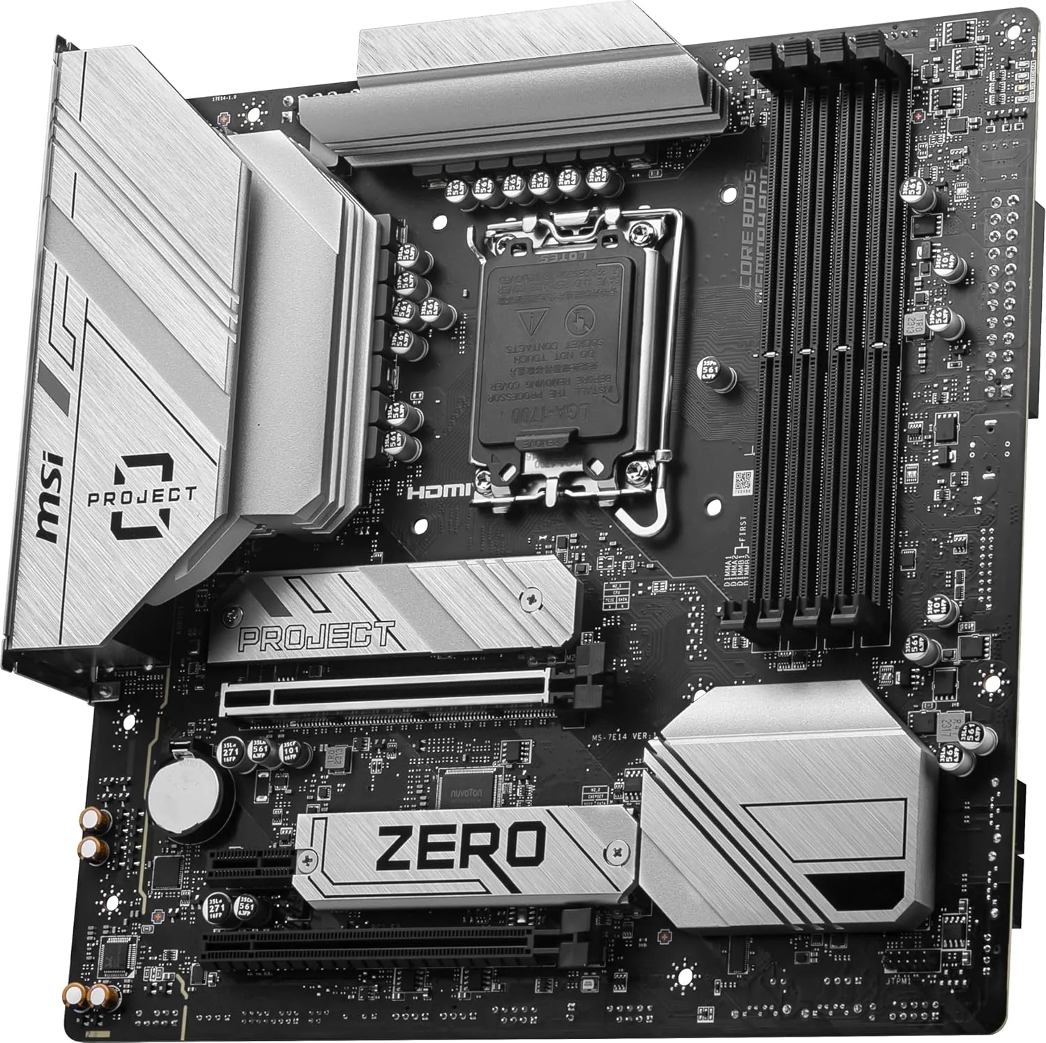 مادربرد گیمینگ ام اس آی B760M Project Zero (پشتیبانی از پردازنده های نسل 14/13/12 اینتل، LGA 1700، DDR5، PCIe 5.0، اسلات های M.2، LAN 2.5 گیگابیتی، USB 3.2 Gen2، HDMI/DP، Wi-Fi 6E، بلوتوث 5.3، mATX) مادربرد گیمینگ ام اس آی B760M Project Zero (پشتیبانی از پردازنده های نسل 14/13/12 اینتل، LGA 1700، DDR5، PCIe 5.0، اسلات های M.2، LAN 2.5 گیگابیتی، USB 3.2 Gen2، HDMI/DP، Wi-Fi 6E، بلوتوث 5.3، mATX)