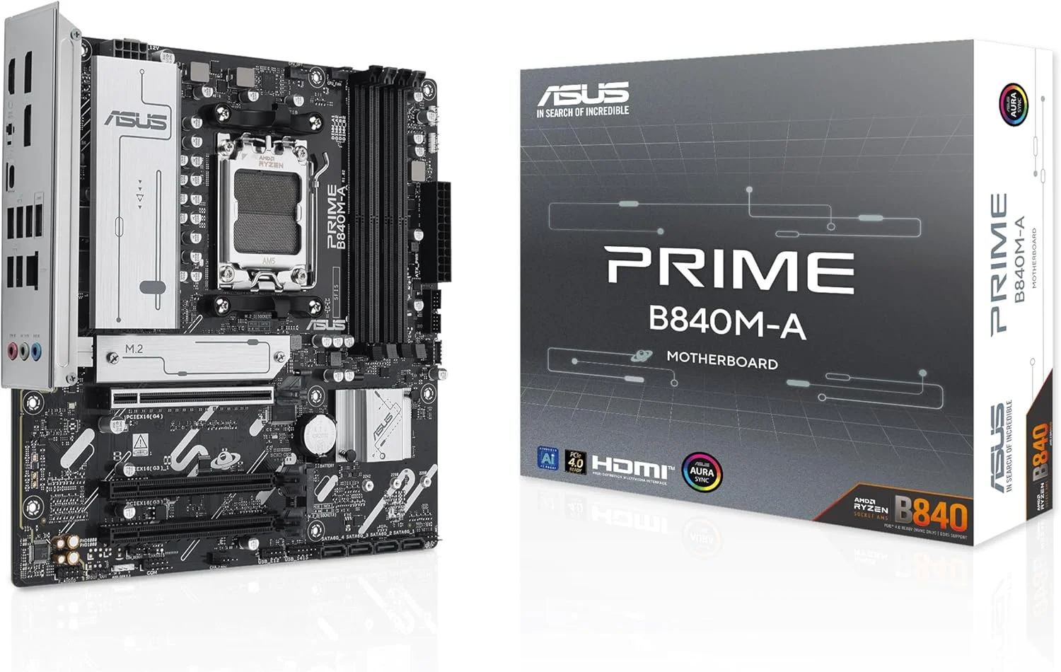 مادربرد ایسوس Prime B840M-A-CSM سوکت AMD AM5 (AMD B840، mATX، حافظه DDR5، 3X M.2، PCIe 4.0، Aura Sync)