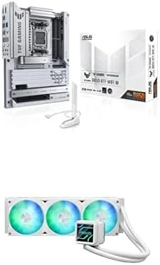 مجموعه مادربرد ASUS TUF Gaming B850-BTF WiFi W AMD ATX، DDR5، آماده PCIe 5.0، 3X M.2، Wi-Fi 7 + خنک کننده مایع پردازنده ASUS Prime LC 360 ARGB نسخه سفید، لنز آینه بی نهایت و نورپردازی Aura