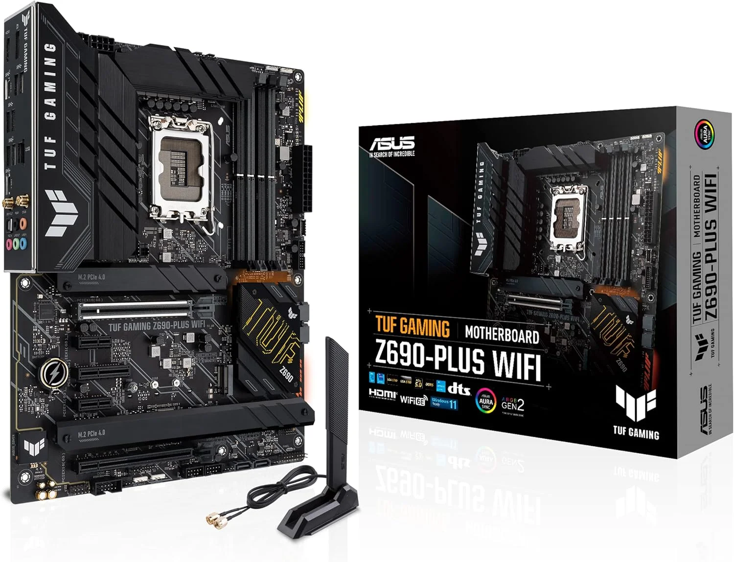مادربرد ایسوس TUF Gaming Z690-Plus LGA 1700 (نسل دوازدهم اینتل) ATX (PCIe 5.0, DDR5, 4xNVMe SSD, 14+2 Power Stages, WiFi 6, 2.5Gb LAN, پورت USB 3.2 Gen 2 Type-C جلو, Thunderbolt 4)