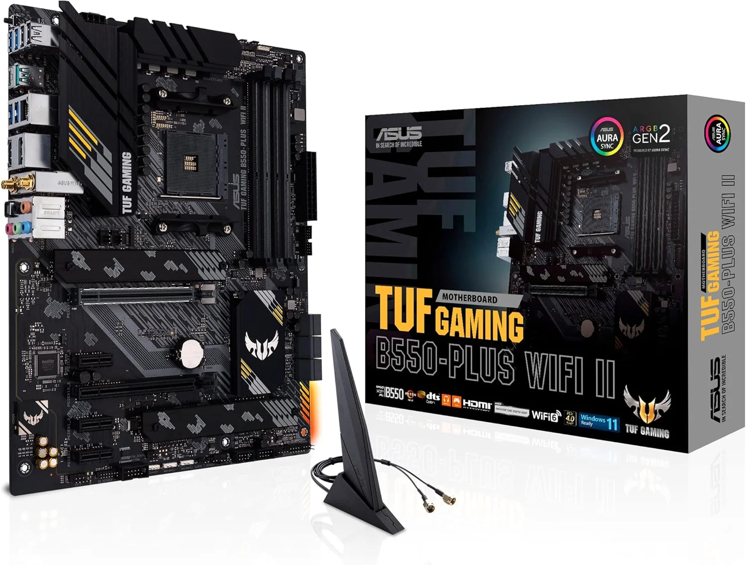 مادربرد ایسوس TUF Gaming B550-PLUS WiFi II AMD AM4 (نسل سوم Ryzen™) ATX (PCIe 4.0, 6, LAN 2.5Gb، BIOS Flashback، USB 3.2 نسل 2، هدر RGB آدرس پذیر و Aura Sync)