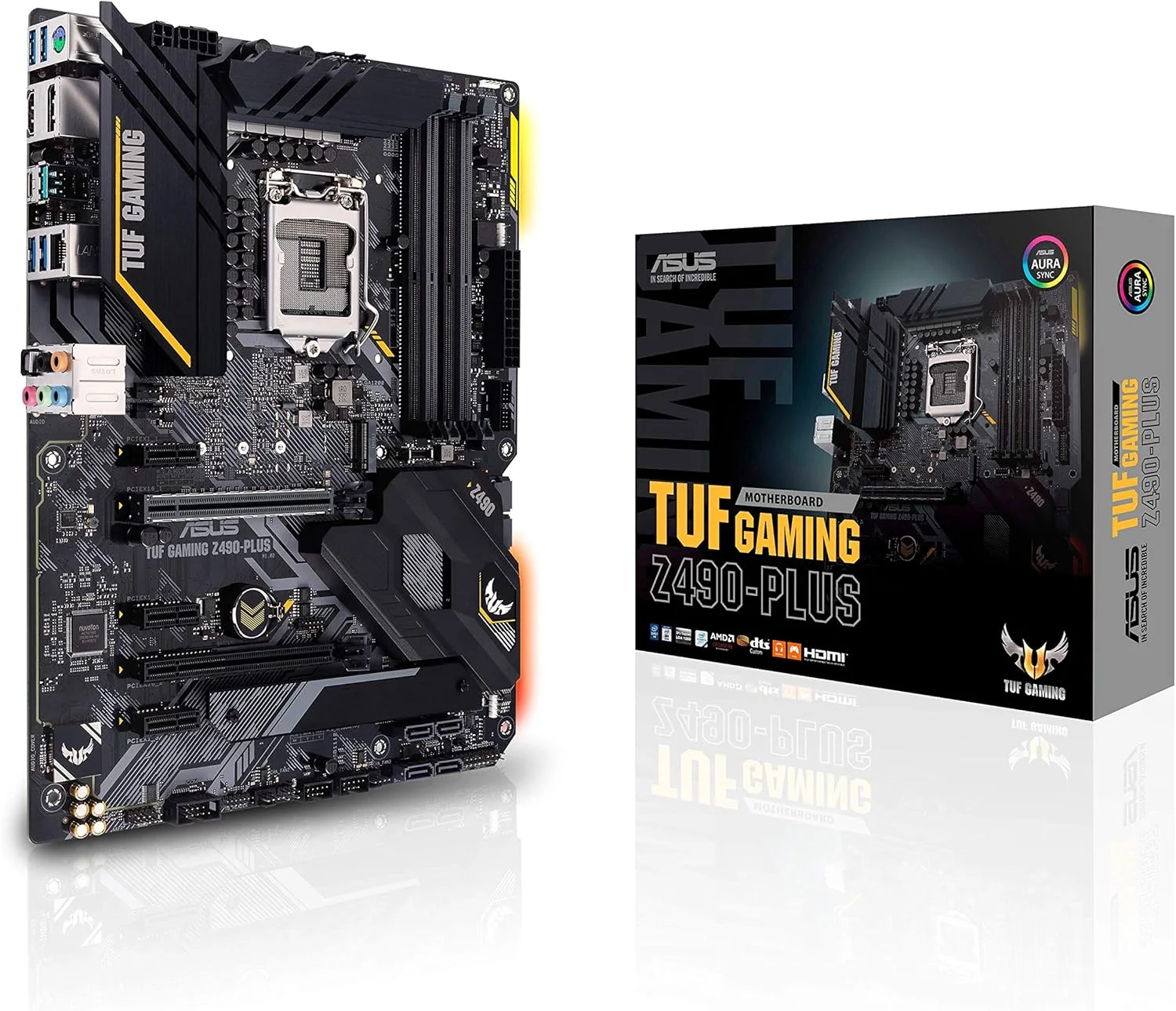 مادربرد ایسوس TUF Gaming Z490-Plus، LGA 1200 (نسل دهم پردازنده های Intel®)، ATX (دارای 12+2 فاز قدرت، پنل جلویی USB 3.2 Type-C، LAN 1Gb، هدر RGB Gen 2 قابل آدرس دهی و Aura Sync)