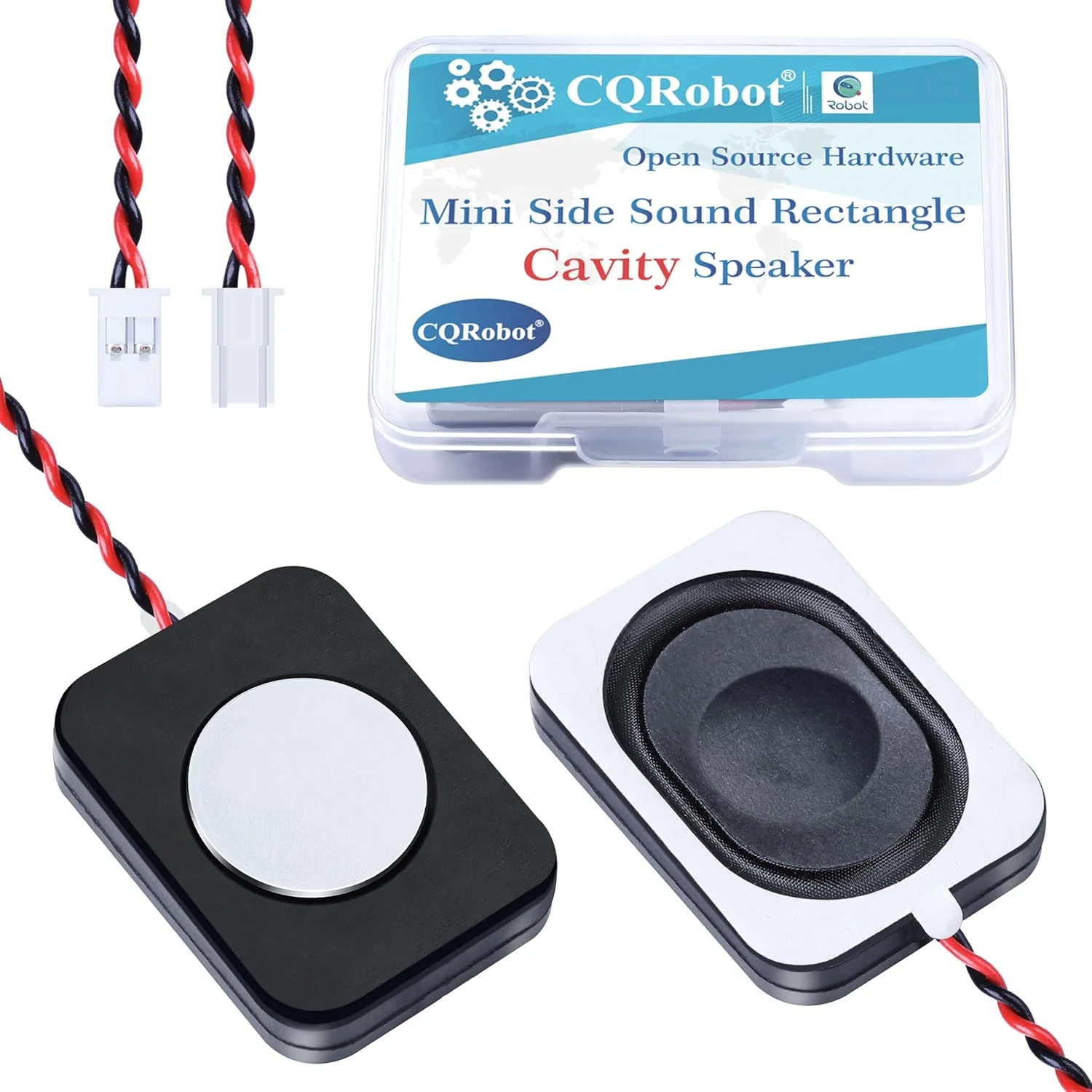 CQRobot دو عدد / یک جفت بلندگوی حفره‌ای مستطیلی کناری 35 میلی‌متر * 25 میلی‌متر * 6.8 میلی‌متر 4 اهم 2 وات / 3 وات، سیم رابط JST 1.25 میلی‌متری 2 پین، برای قطعات کاربردی پروژه‌های الکترونیکی کامپیوتر.