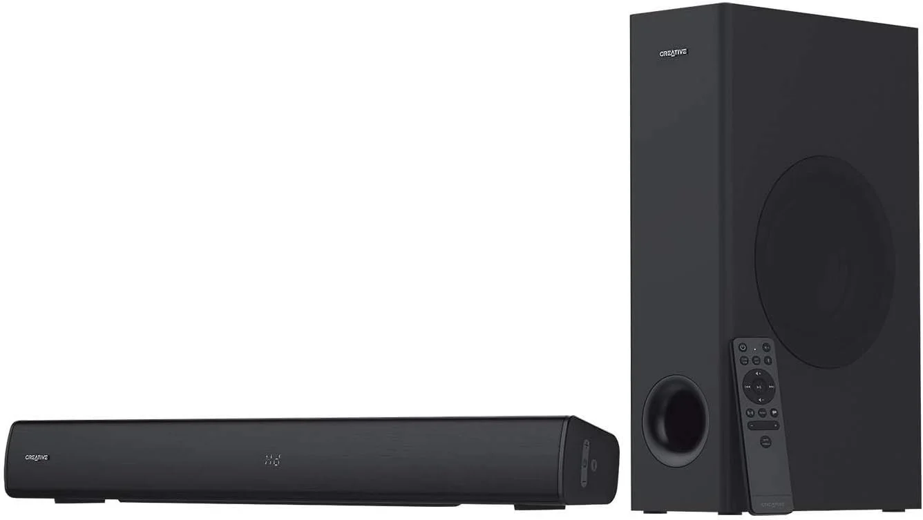 اسپیکر نواری 2.1 کاناله Creative Stage V2 به همراه ساب ووفر، صدای شفاف و فراگیر Sound Blaster، بلوتوث 5.0، TV ARC، Optical و USB Audio، قابلیت نصب روی دیوار، تنظیم Bass و Treble، مناسب برای تلویزیون