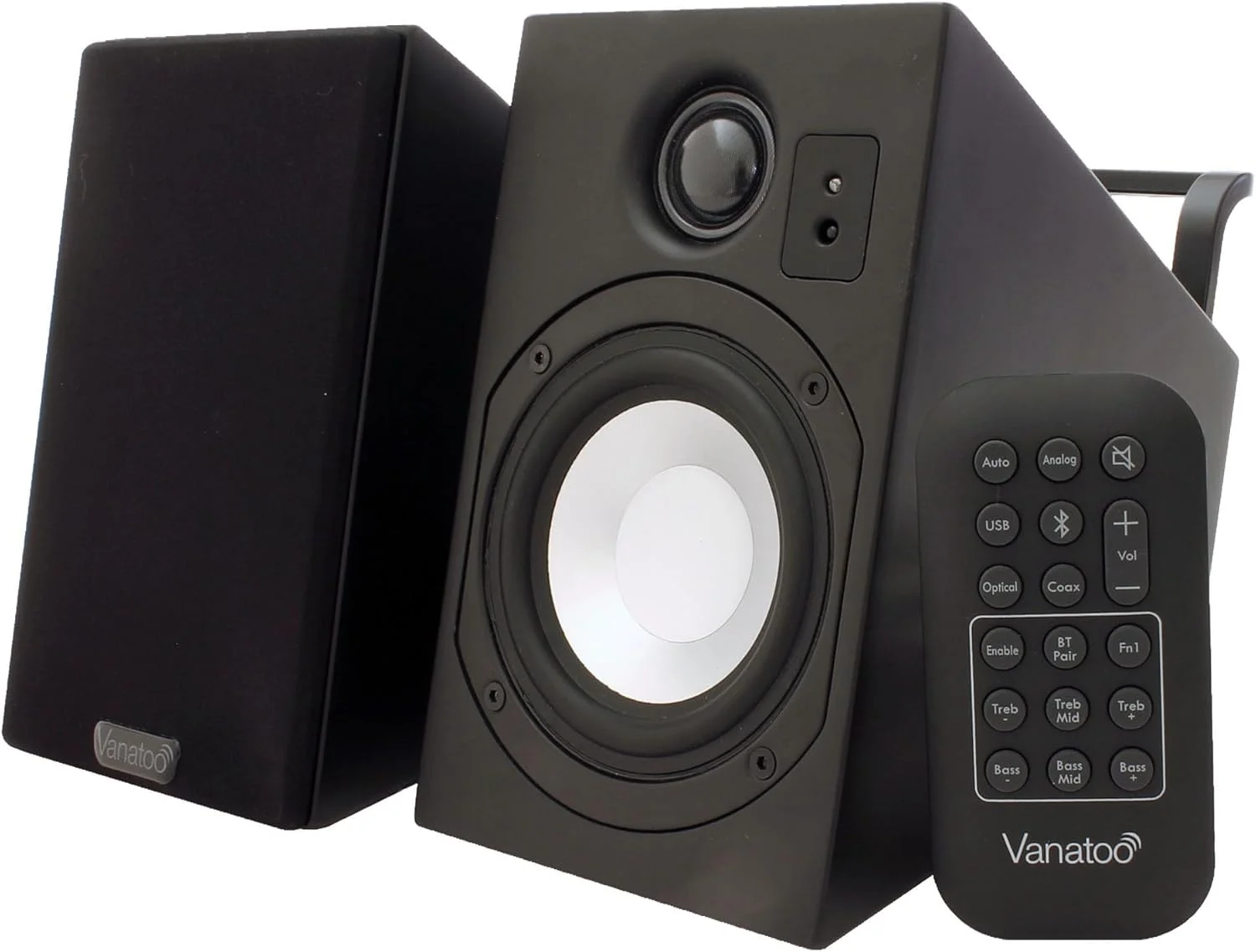 اسپیکرهای مانیتور استودیویی میدان نزدیک Vanatoo Transparent Zero Plus برای تلویزیون، کامپیوتر و بازی. اسپیکرهای 120 واتی برای استفاده رومیزی و اتاق. AUX، USB، بلوتوث، Toslink Optical، کنترل از راه دور.